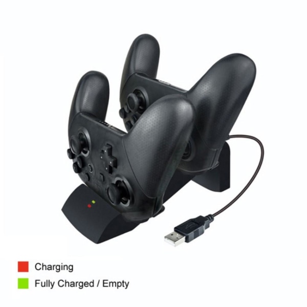 Kompatibel med Nintendo Switch Pro Gamepad Controller Laddare Laddningsdocka Svart