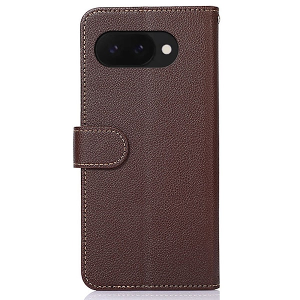 HAZNEH Google Pixel 9A Lompakkokotelo Litchi-kuvio Puhelinkotelo Brown