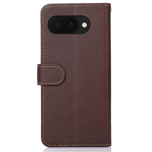 KHAZNEH Til Google Pixel 9A Pung Etui Litchi Struktur Telefoncover Brown