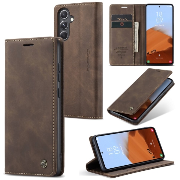 CASEME Retro Lommebok Etui for Samsung Galaxy S23 FE Dark brown