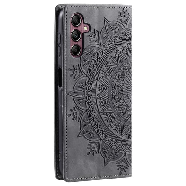For Samsung Galaxy S25 Lommebok Deksel Shell Mandala Blomstermønster Grey