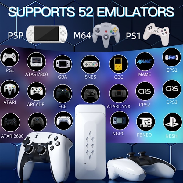 Game Stick 4K Dual 2.4G langattomat peliohjaimet ja 128G 30000+ Games for TV White