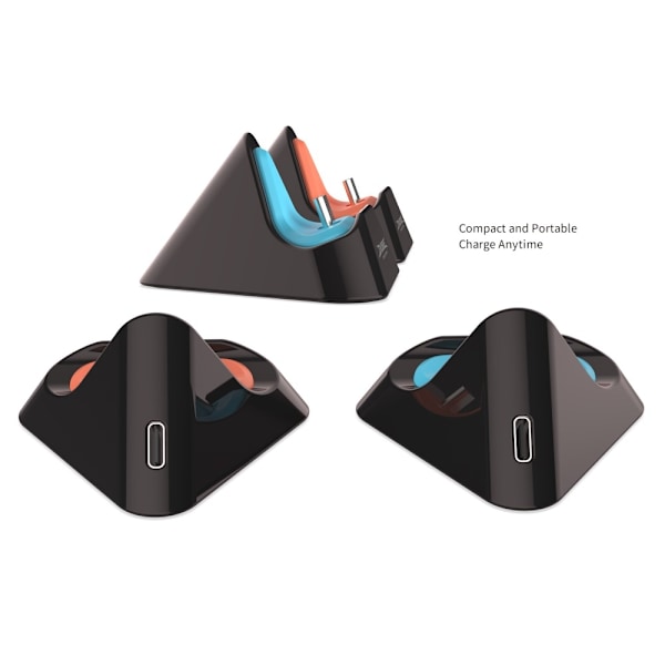 Ladestasjon for ladestasjon kompatibel med Nintendo Switch 1 + 2 + OLED Black