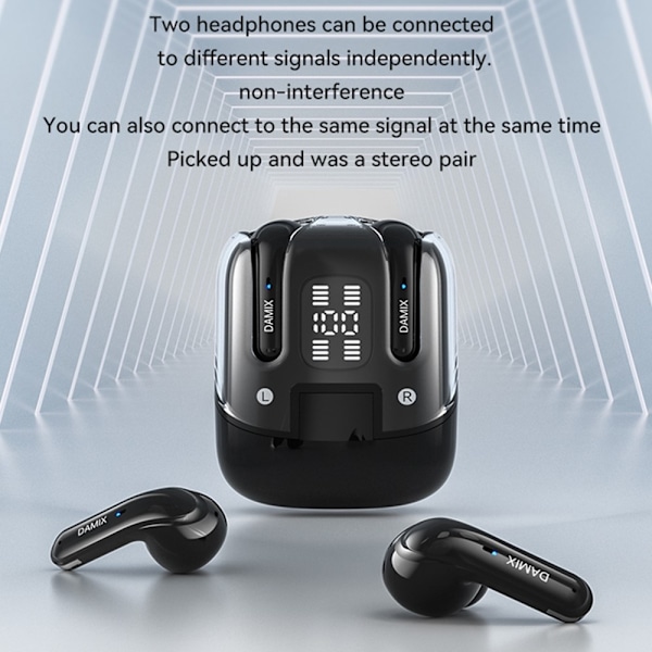Bluetooth trådløse hovedtelefoner 4 stk! støjreducerende headset - Sort Black
