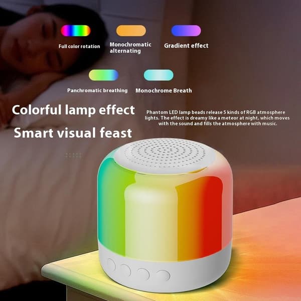 Høyttaler Bluetooth Stereo Surround Trådløs Mini Subwoofer med RGB-lys - Hvit White