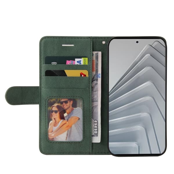 Til Xiaomi Redmi Note 14 4G KT-serie-1 dobbeltfarve tegnebog Green