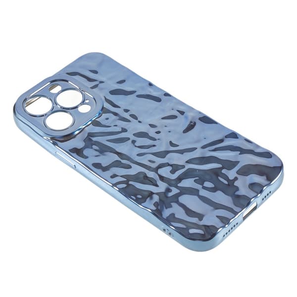 Til iPhone 15 Pro TPU Etui Elektroplating Rynket Ujævn Telefon Cover Blue