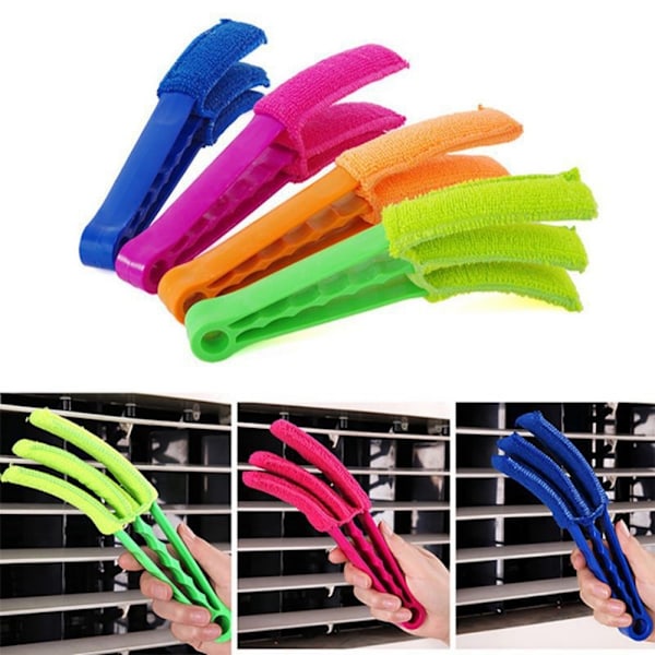 Rengjøring Air Conditioning Grille Brush Vaskbar Vent Duster med 2 tilleggsutstyr Blue