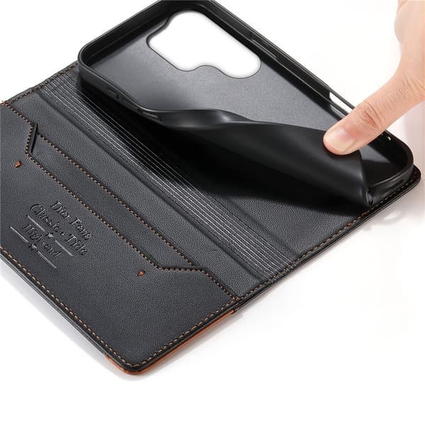 DIERFENG Til Samsung Galaxy S26 Ultra Lommebokdeksel RFID Beskyttelse Stativ - Svart Black