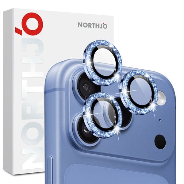 NORTHJO Glitrende kameralinsebeskytter til iPhone 18 Pro / 18 Pro Max Blue