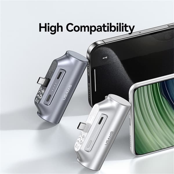 USAMS Mini Powerbank 3000mAh USB-C bærbar lader nødlader Silver