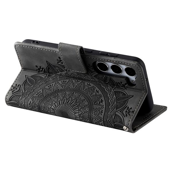For Samsung Galaxy S26 Lommebok Deksel Shell Mandala Blomstermønster Grey