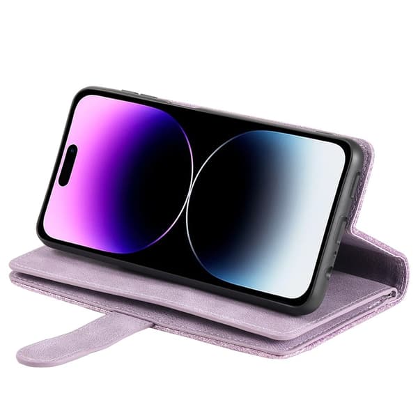Til iPhone 17 Deksel med glidelås og 9 kortspor Purple