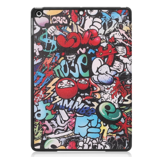 Apple iPad 10.2 Kolmintaitettava teline -tablettikotelo - Graffitikuvio Multicolor