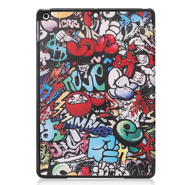 Apple iPad 10.2 Trifoldet Stativ Tablet - Taske - Graffiti Mønster Multicolor