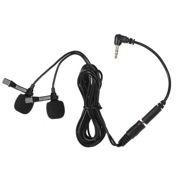 Lavalier Lapel Dual Head Mikrofon Mikrofon 3.5 mm lydplugg Black
