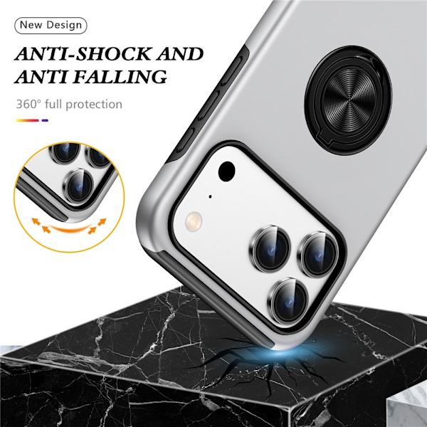 For iPhone 17 Pro Hybrid-deksel med Fingerring Silver