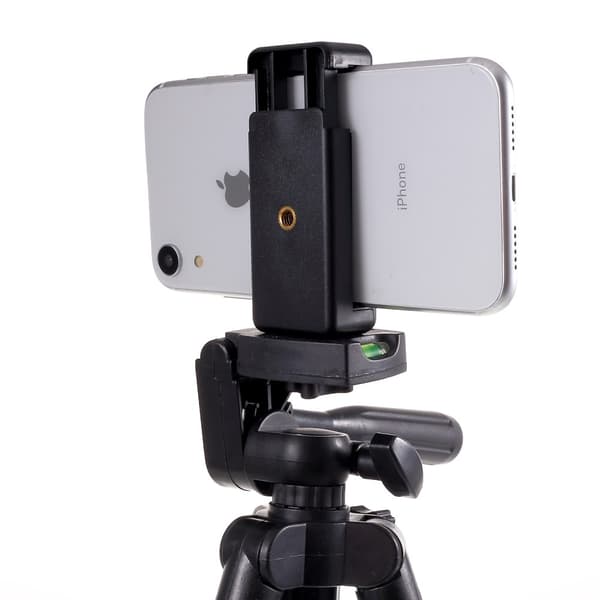Justerbar stativholder med telefonklips, klemmebredde: 57 - 83mm Silver