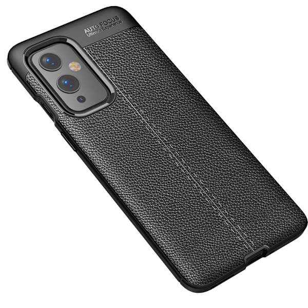 Litchi Skin pehmeä TPU-kotelo OnePlus 9: lle - musta Black