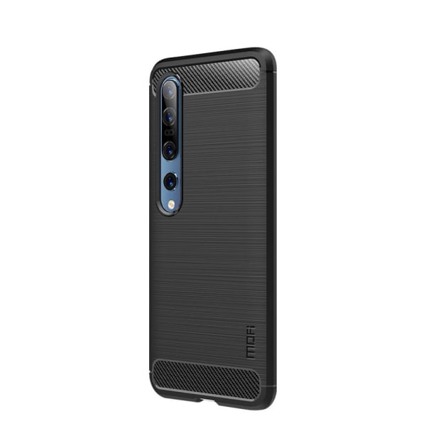 MOFI Carbon Fiber Texture TPU -kotelo Xiaomi Mi 10/Mi 10 Pro - Bl Black