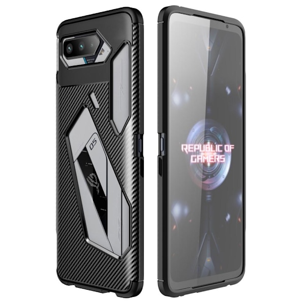 Asus ROG Phone 5 Kulfiber Tekstur - Sort Transparent