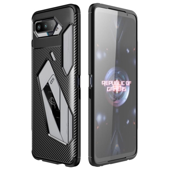 Asus ROG Phone 5 TPU Carbon Fiber Texture - Svart Transparent