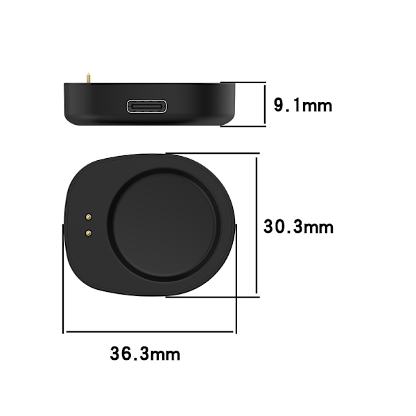 Laddare till Huami Amazfit T-Rex 3 (A2322) / Balance (A2286) Svart