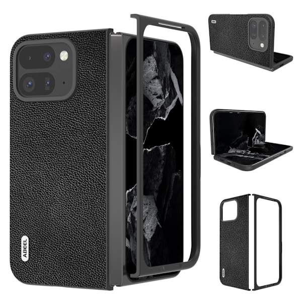 ABEEL för Google Pixel 9 Pro Fold 5G Telefonfodral Litchi Textur Skal - Svart Svart