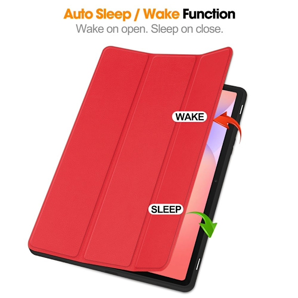 Trifoldet stativ Smart Taske til Samsung Galaxy Tab S10 Lite Red