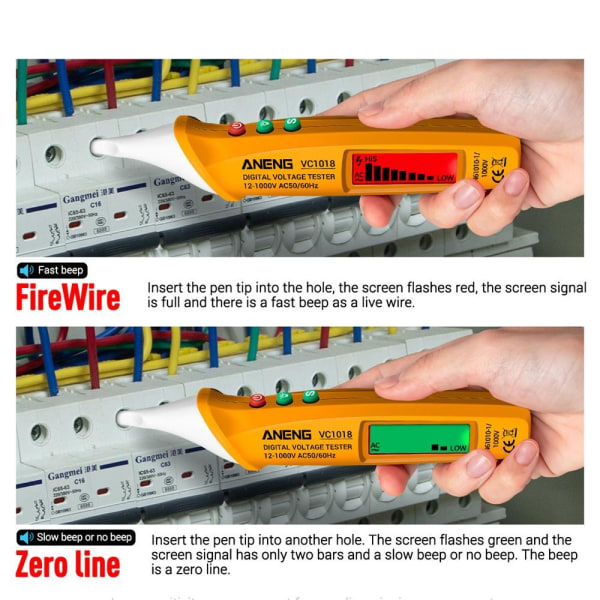 Elektrisk sensortesterpen Digital AC-spændingsmåler Buzzerdetekt Orange