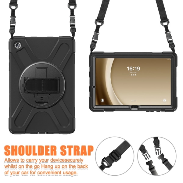 Samsung Galaxy Tab A9+ Heavy Duty Armor skal med axelrem Svart
