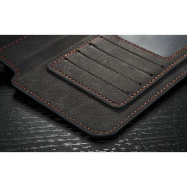 CASEME iPhone 6 / 6s Plus Retro läder plånboksfodral - Svart Black