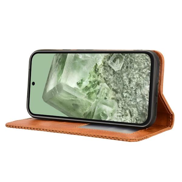 Google Pixel 8a Teline Puhelinkotelo Täysi Suojaus Lompakon Suojaus Brown