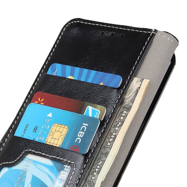 Crazy Horse Wallet Stand Case til OnePlus 8 - Sort Black