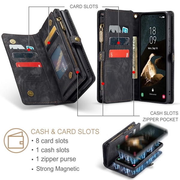 CASEME til Samsung Galaxy A55 5G 2-i-1 tegnebog taske - Sort Black