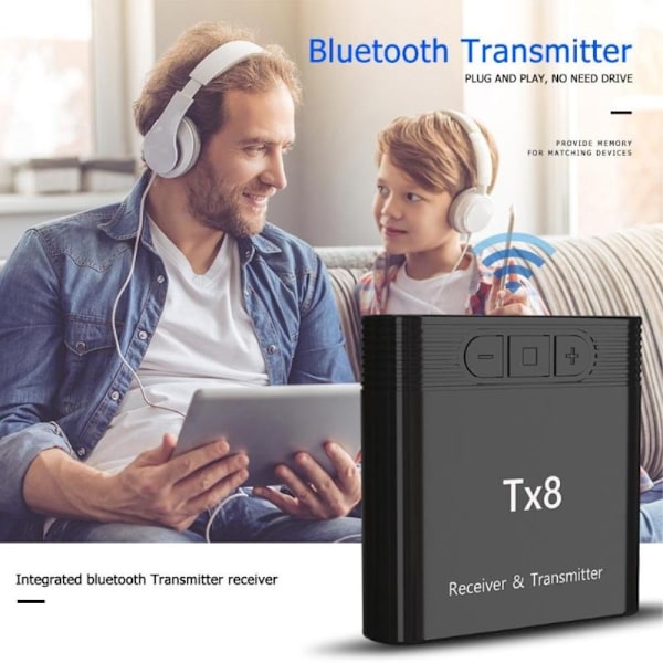 2-i-1 Bluetooth Sender Modtager Adapter til Musik Audio Transceiver Black
