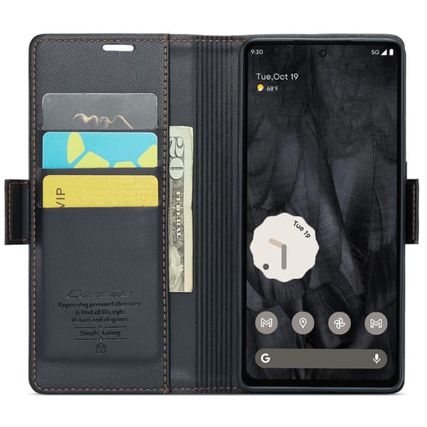 CASEME Retro Lommebok Etui for Pixel 8 Pro - Svart Black