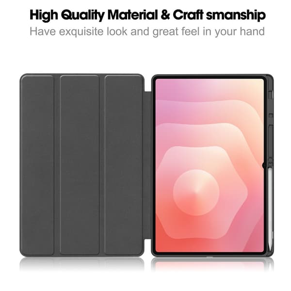 Til Samsung Galaxy Tab S12 Ultra Tri-Fold nettbrettdeksel med pennholder Black