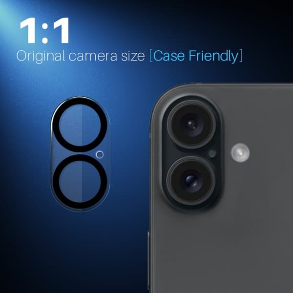 NORTHJO 2 - Pack Kameralinsskydd för iPhone 16 / 16 Plus, Härdat Glas Svart