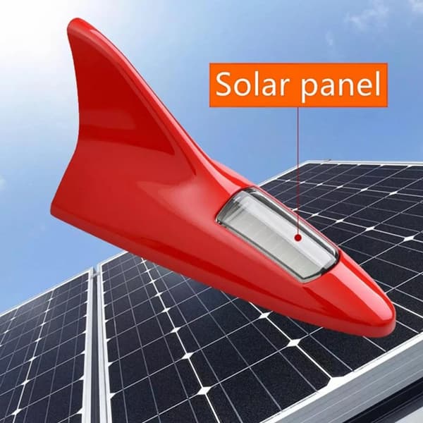 Solcelled Hai-Finne Takvinge til Bilstol med 8 LED-Blinkende Lys Black