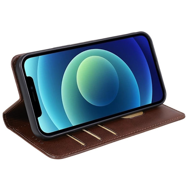 Wallet Stand Telefontaske til iPhone 15 Pro Cell Cell Cover - Kaffe Dark brown