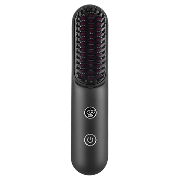 Sladdlös plattång Curler Temperaturdisplay Curling Iron Hårkam Svart