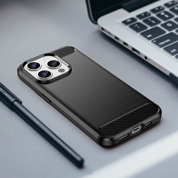 Carbon Fiber Texture TPU Cover for iPhone 15 Pro Black