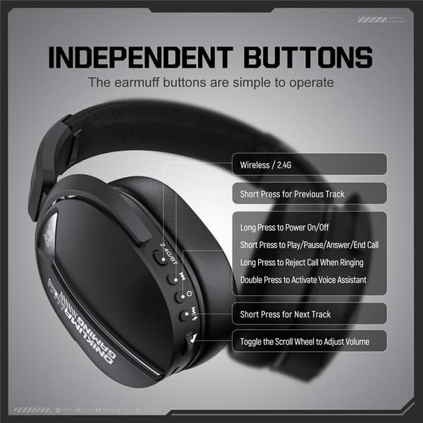 ONIKUMA GT887 Gaming Headset LED Kablede Over-Ear Hovedtelefoner Mikrofon - Sort Black