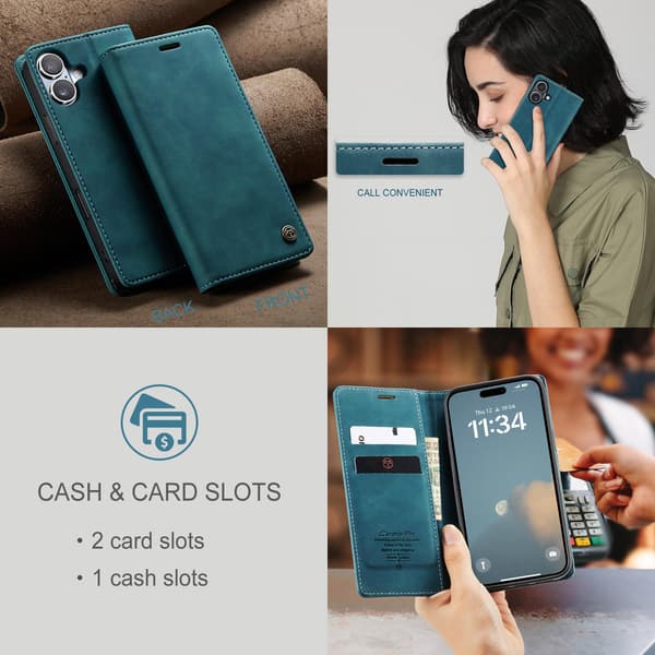 CASEME Retro lompakkokotelo iPhone 17 Blue