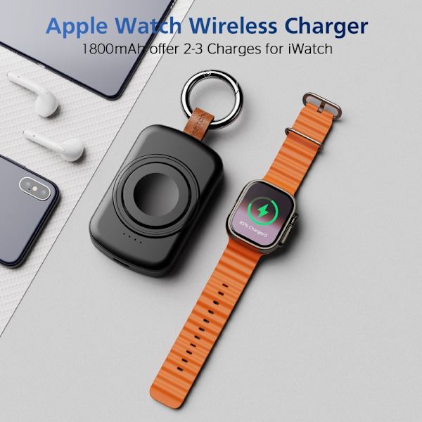 PowerBank För A Watch Series 1-3 42 4-6 SE 44 7-9 45 Ultra+2 49 Svart