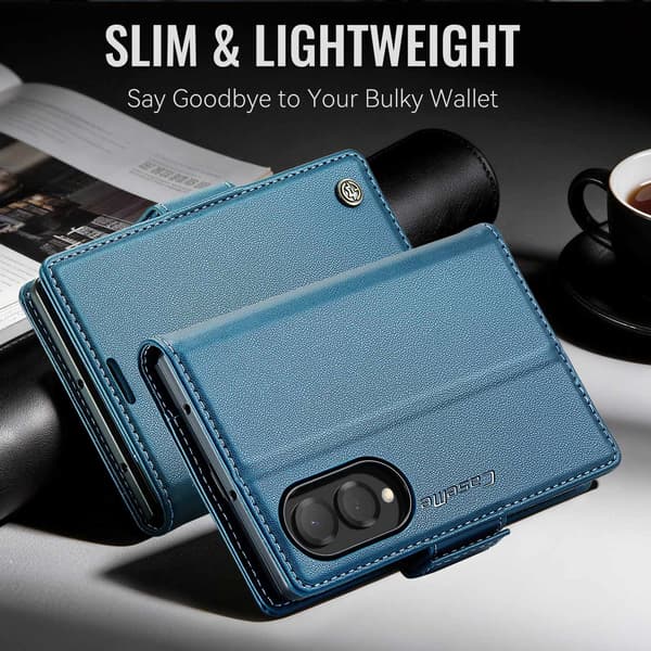 CASEME Glansigt telefonplånboksfodral till Samsung Galaxy Z Fold8 Blå