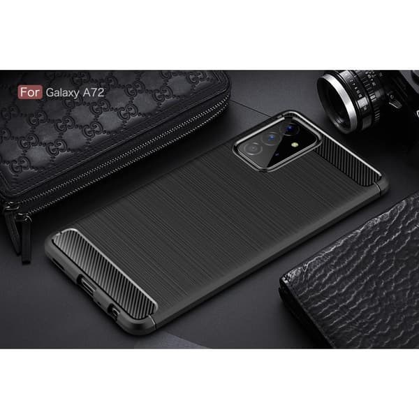 Carbon Fiber Texture TPU Casing Samsung Galaxy A72 5G - Musta Black