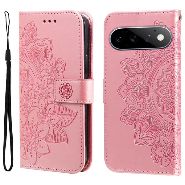 Blommönstrat plånboksfodral till Google Pixel 11 Pro och Google Pixel 11 Rosa