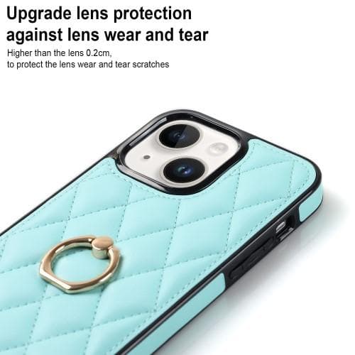 iPhone 14 - kotelo Rhombus Grid Pattern Takakannen Rengastuki - Taivaansininen Light blue
